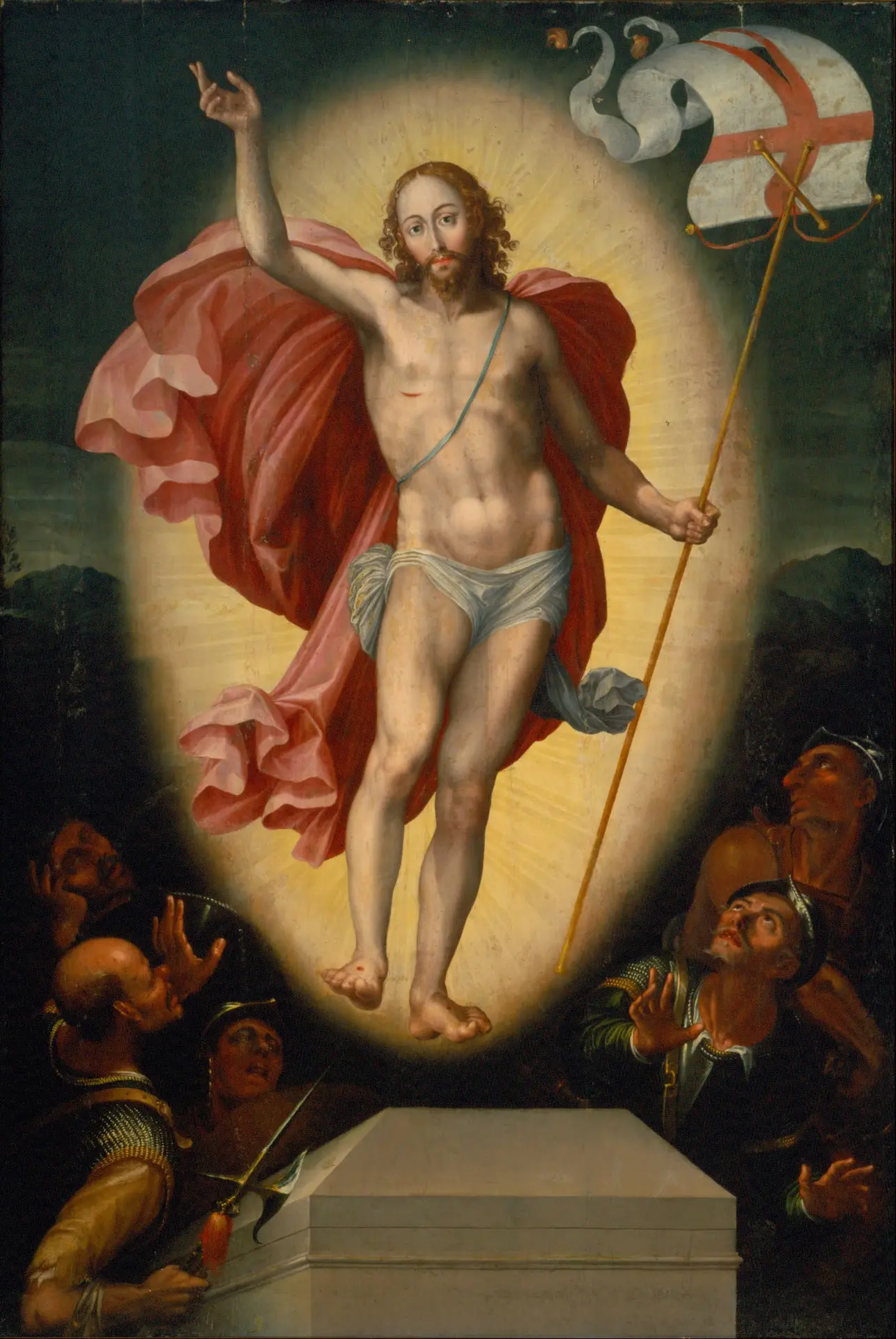 The Resurrection of Christ, Alonso López de Herrera, early 17th century. A depiction of the first Glorious Mystery of the Rosary.