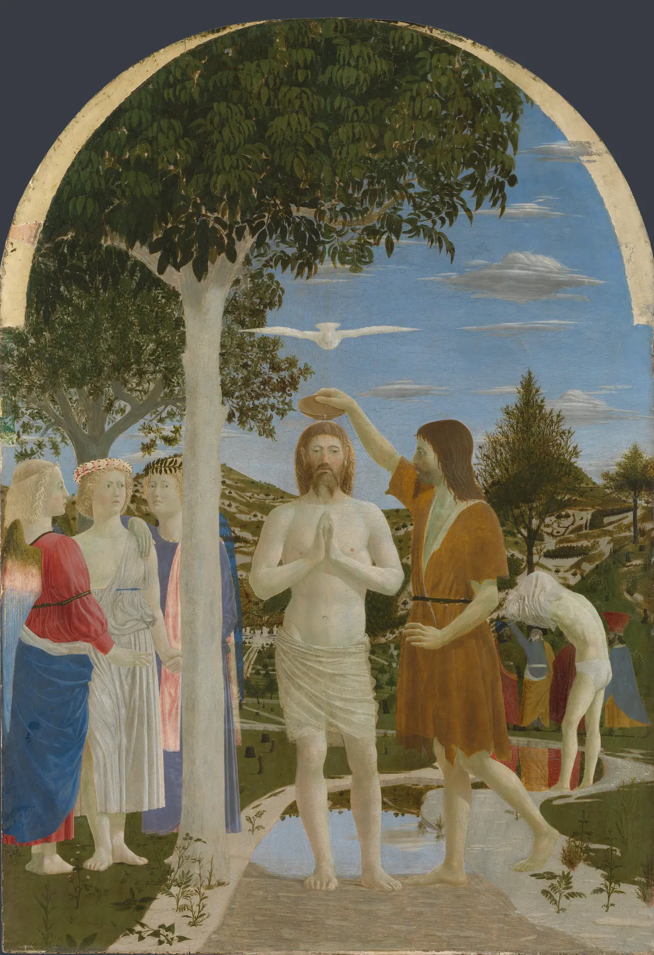 The Baptism of Christ, Piero della Francesca, c. 1450s. A depiction of the first Luminous Mystery of the Rosary.
