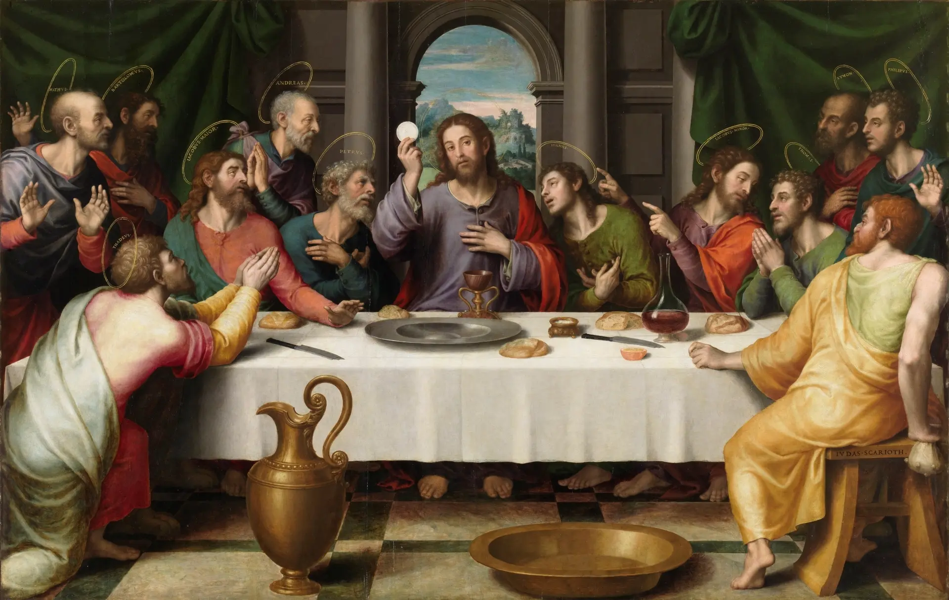 The Last Supper, Juan de Juanes, c. 1562. A depiction of the fifth Luminous Mystery of the Rosary.