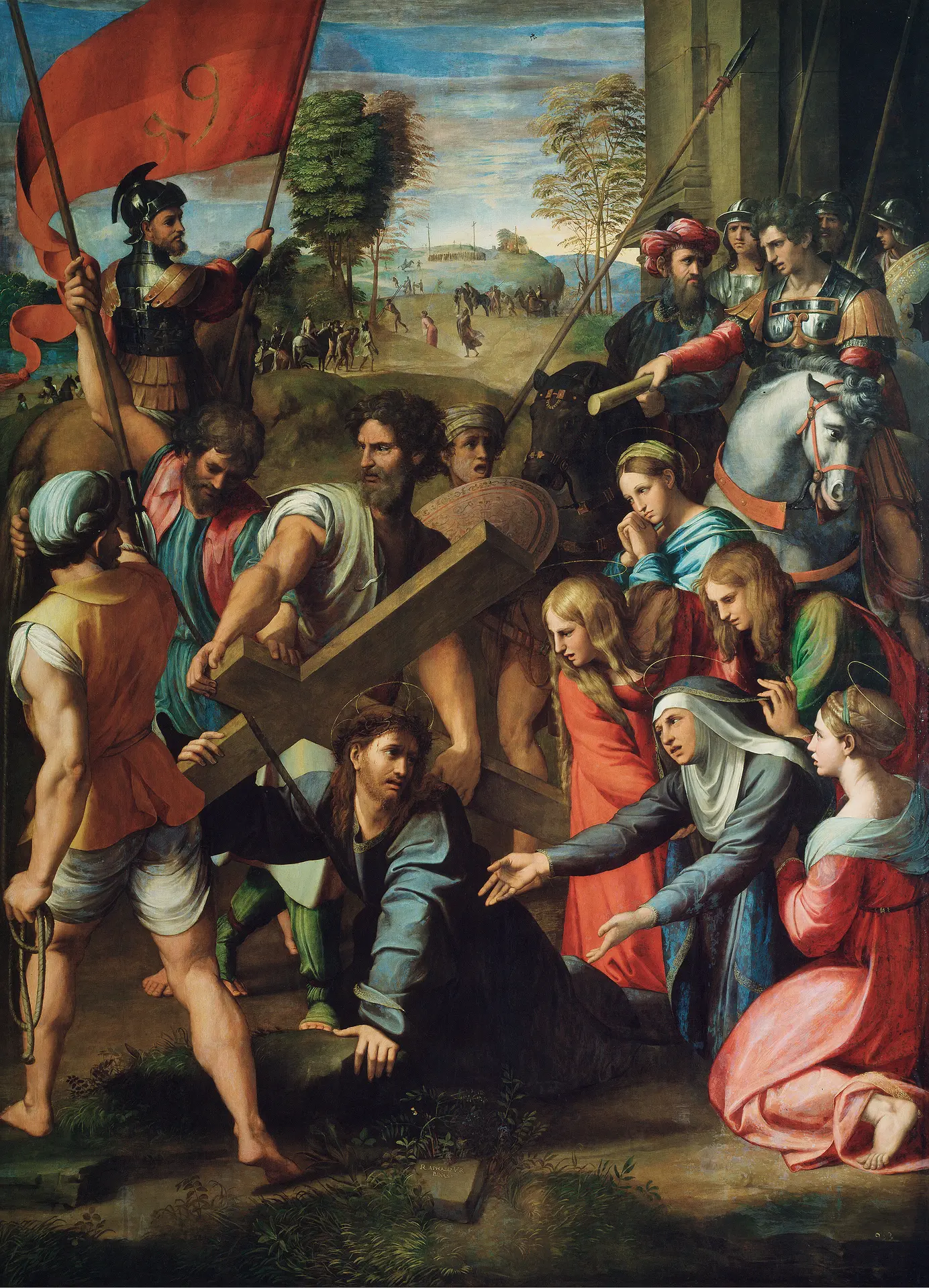 Christ Falling on the Way to Calvary (Lo Spasimo di Sicilia), Raphael, c. 1515 to 1516. A depiction of the fourth Sorrowful Mystery of the Rosary.